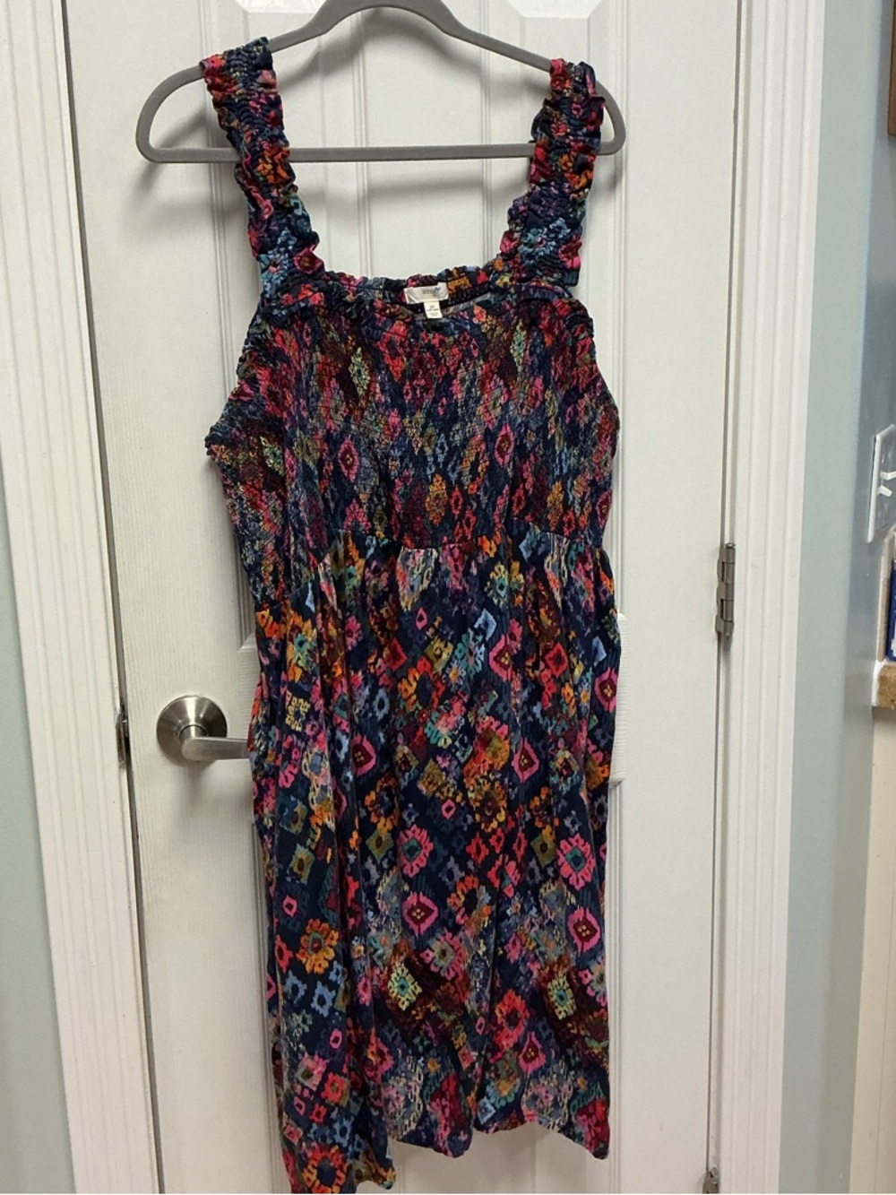 Terra & Sky SZ 3 X Abstract Geometric Print Sundress Knee Length Smocked Chest